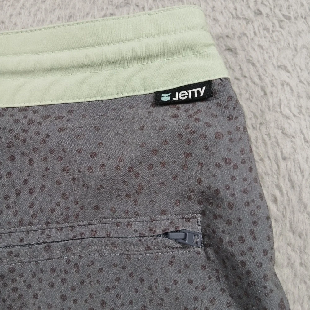 Jetty Boardshorts‎ Mens 34 Gray Green Stripe Swim Surf Trunks